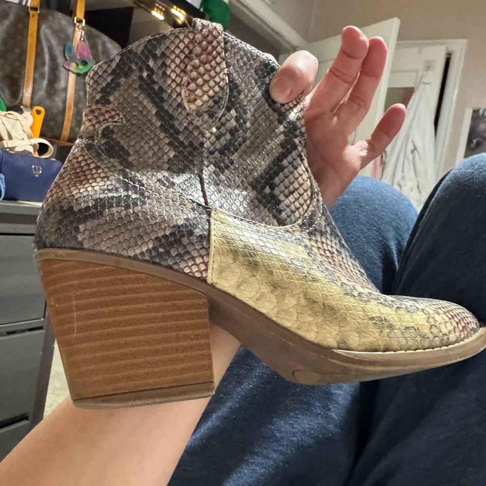 Sugar Tarah Snakeskin Pattern Ankle Booties View 5